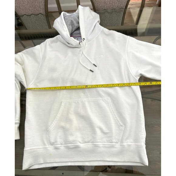 Champion White Hoodie Sweatshirt With Drawstring & Kangaroo Pocket Size Large - Picture 6 of 7